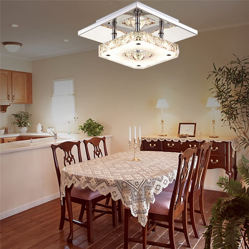 LED Square Creative Crystal Ceiling Chandelier – Modern Metal & Crystal Pendant Light for Dining Room & Bedroom