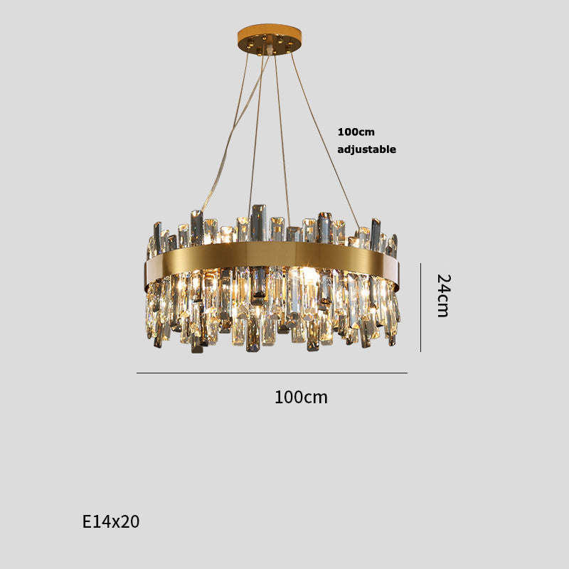 Modern Simple Crystal Chandelier – Stainless Steel Pendant Light for Living Room, Dining Room & Bedroom | 5 Sizes