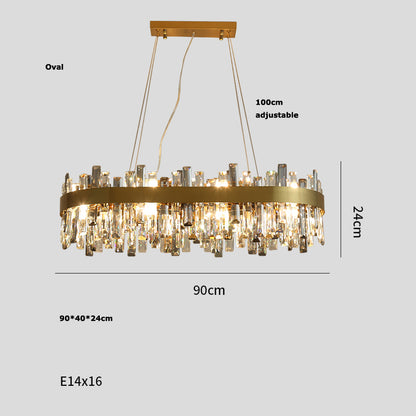 Modern Simple Crystal Chandelier – Stainless Steel Pendant Light for Living Room, Dining Room & Bedroom | 5 Sizes
