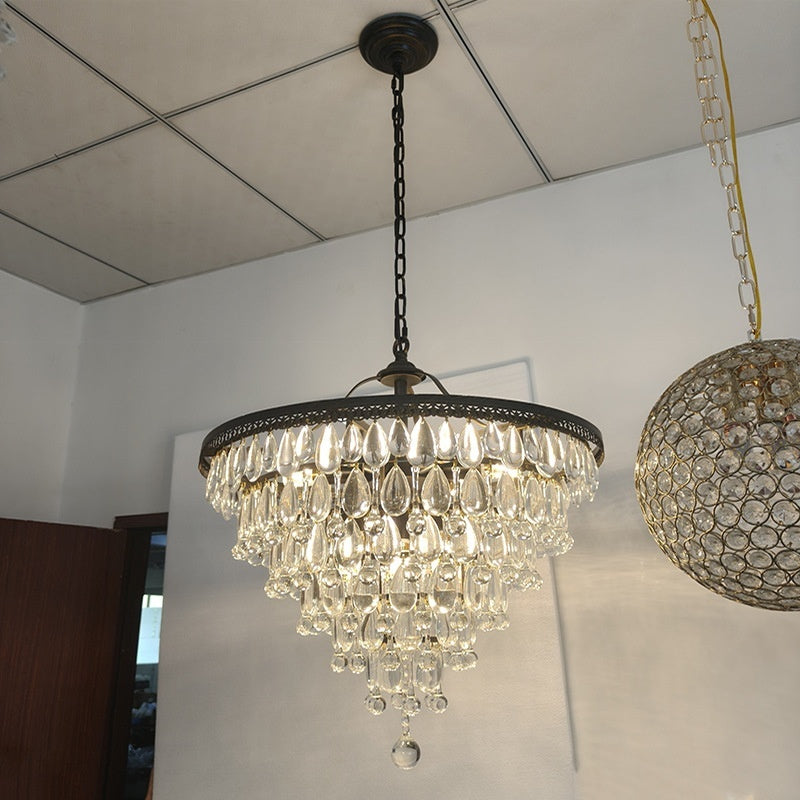 American Style Grape Crystal Chandelier – Glass Pendant Light for Bedroom, Hotel & Guesthouse | 2 Sizes & 3 Light Options