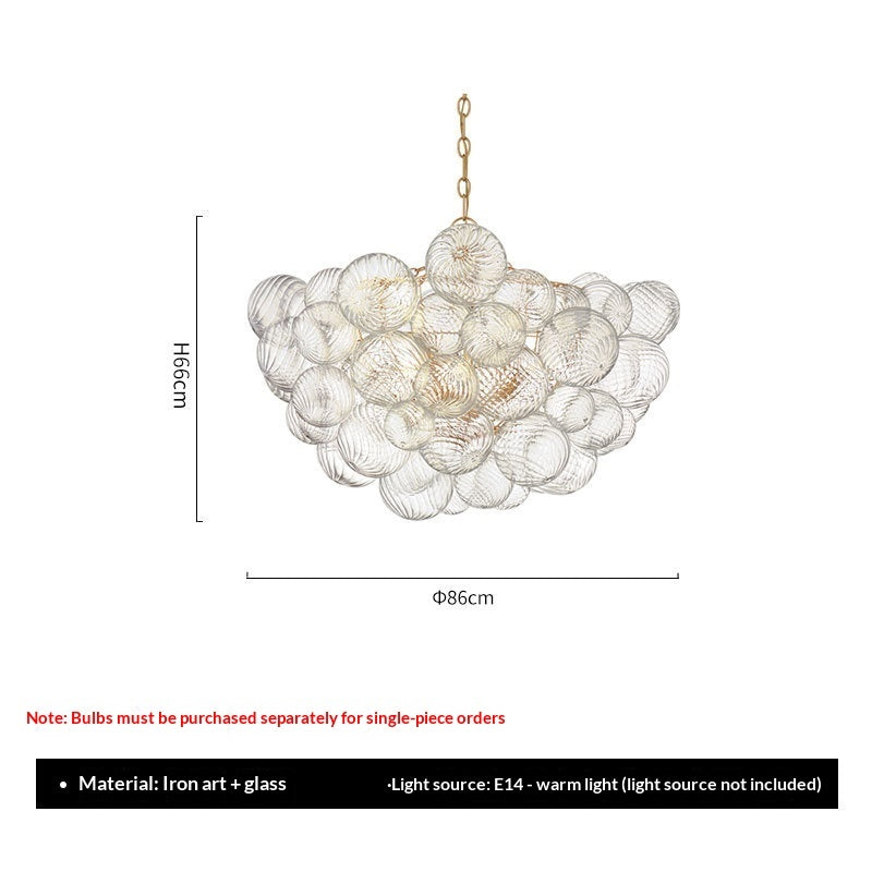 American-Style Swirling Glass Bubble Ball Chandelier – French Luxury Pendant Light