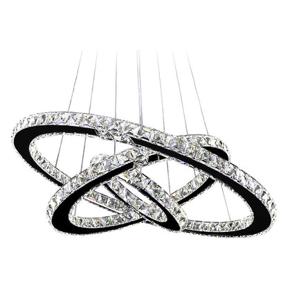 Stainless Steel Ring Crystal Chandelier – Modern Fishing Line Pendant Light | Remote Control | 20cm & 30cm