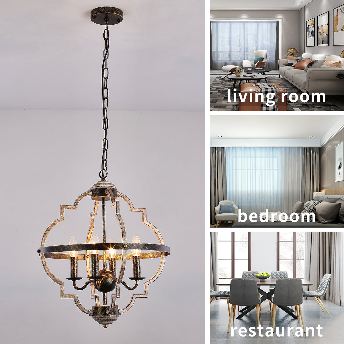 Rural Retro Industrial Style Antique Wood Chandelier – Branch Pendant Light