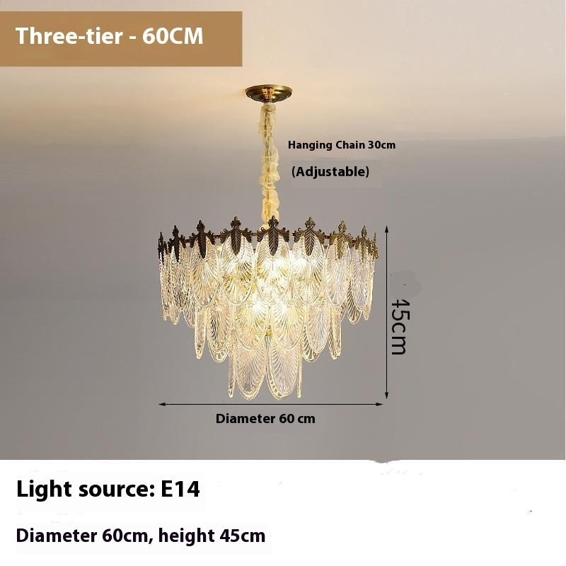 Creative Glass LED Chandelier – Multi-Layer Iron Pendant Light for Living Room & Bedroom | 3 Sizes & 5 Light Options