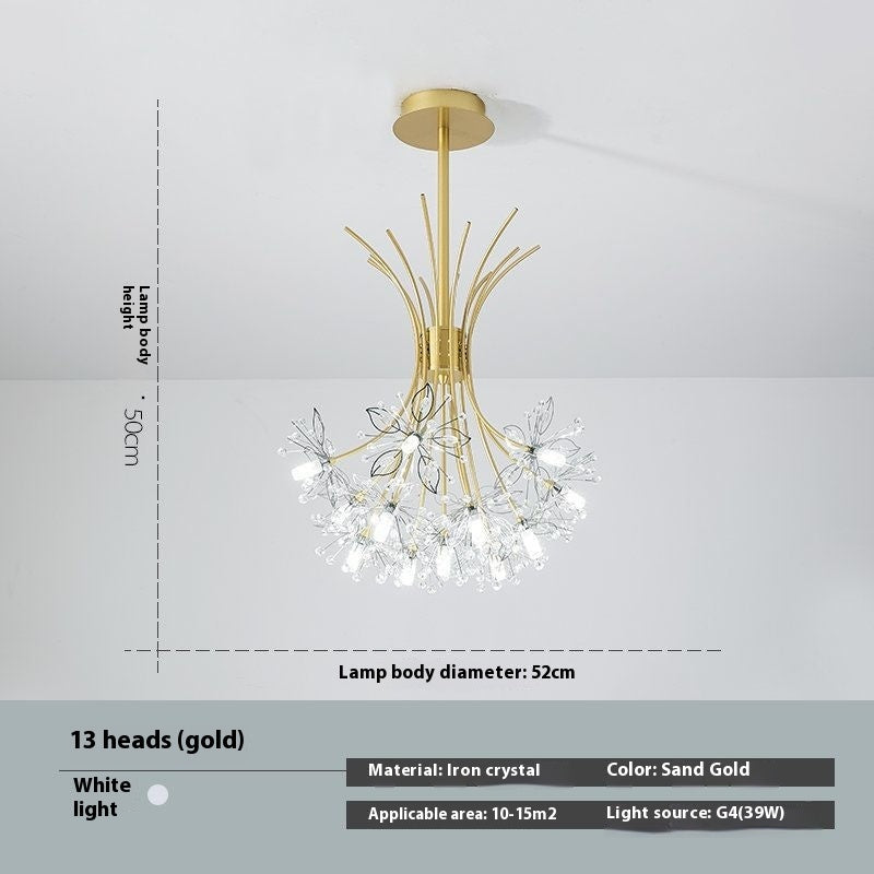 Dandelion Crystal Chandelier – 13-Head LED Light Luxury Pendant Light for Bedroom, Dining Room & Living Room