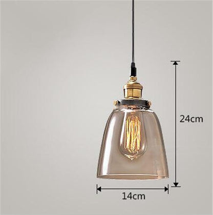 Nordic Industrial Glass Chandelier – Modern Pendant Light for Bedroom & Living Room