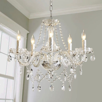European Style 5-Head Crystal Chandelier – Elegant Storm Lantern Pendant Light for Living Room & Bedroom