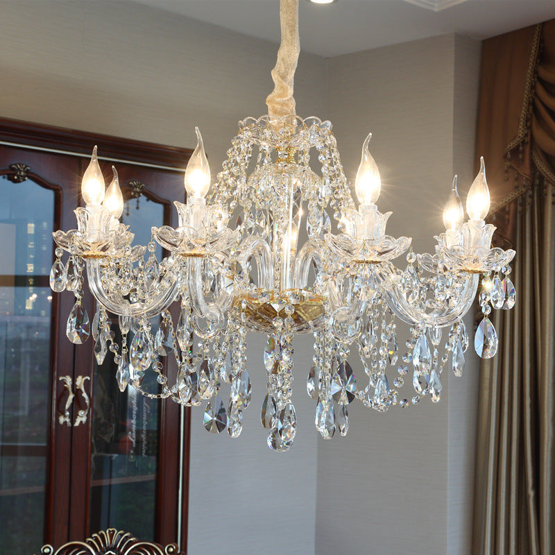 Luxury Crystal LED Chandelier – Glass Ceiling Pendant Light for Living Room, Dining Room & Hotel | 6–24 Lights