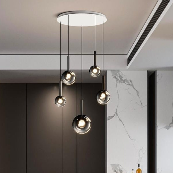 Luxury Rotating Staircase Glass Chandelier – Modern LED Long Pendant Light for High Ceilings & Foyers