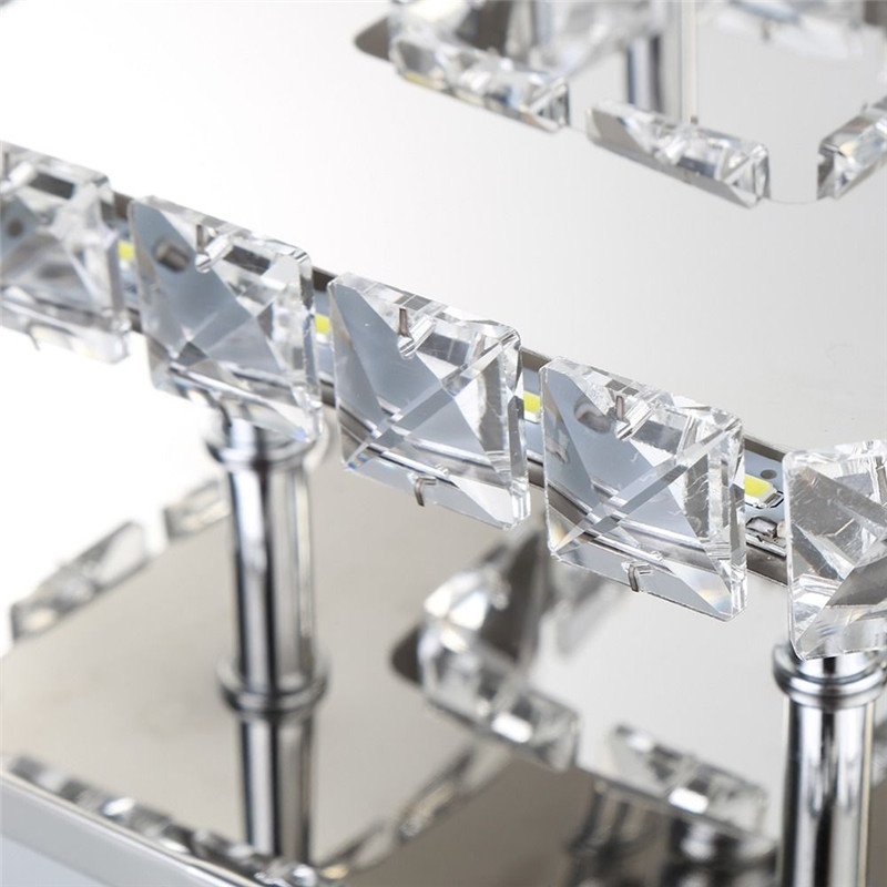 LED Square Creative Crystal Ceiling Chandelier – Modern Metal & Crystal Pendant Light for Dining Room & Bedroom