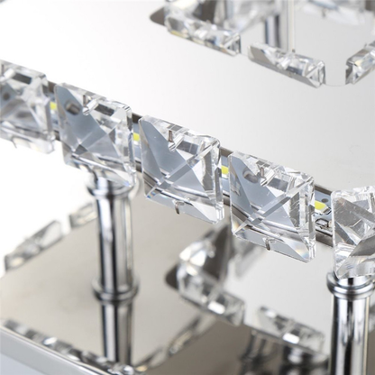 LED Square Creative Crystal Ceiling Chandelier – Modern Metal & Crystal Pendant Light for Dining Room & Bedroom