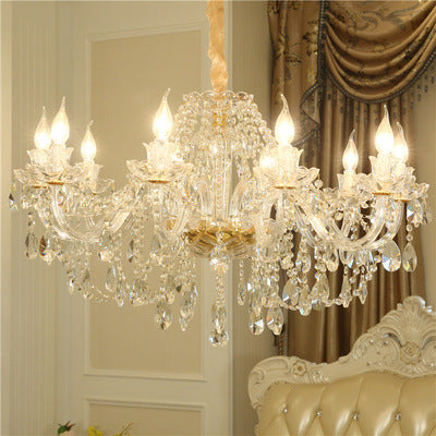 Luxury Crystal LED Chandelier – Glass Ceiling Pendant Light for Living Room, Dining Room & Hotel | 6–24 Lights