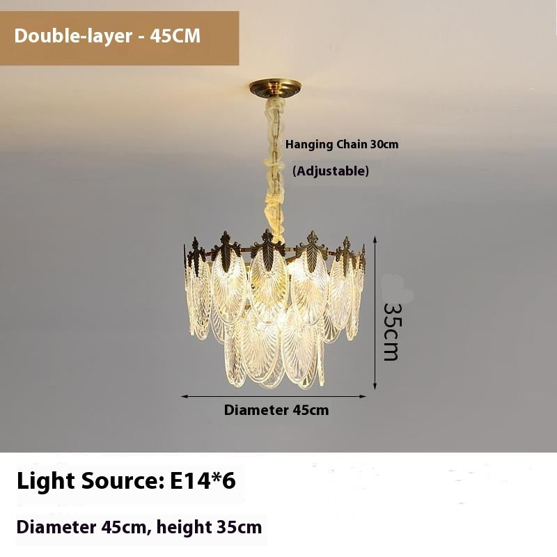 Creative Glass LED Chandelier – Multi-Layer Iron Pendant Light for Living Room & Bedroom | 3 Sizes & 5 Light Options