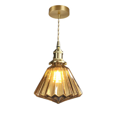 Japanese-Style Brass & Glass Pendant Light – Nordic LED Chandelier for Living Room & Bedroom