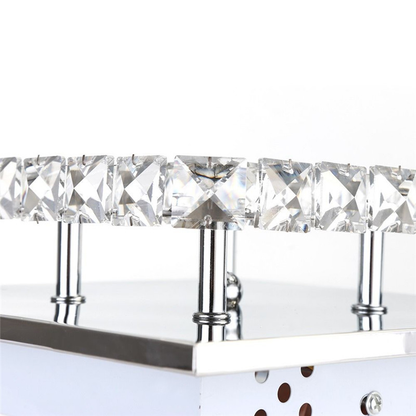 LED Square Creative Crystal Ceiling Chandelier – Modern Metal & Crystal Pendant Light for Dining Room & Bedroom