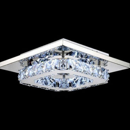 LED Square Creative Crystal Ceiling Chandelier – Modern Metal & Crystal Pendant Light for Dining Room & Bedroom