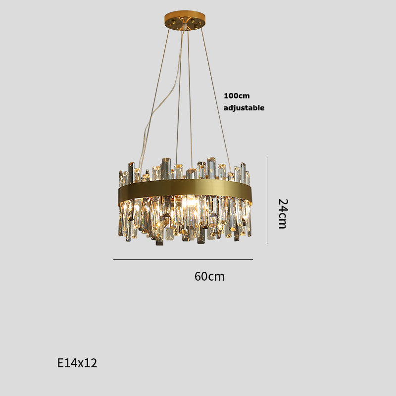 Modern Simple Crystal Chandelier – Stainless Steel Pendant Light for Living Room, Dining Room & Bedroom | 5 Sizes