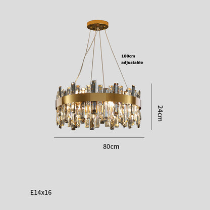 Modern Simple Crystal Chandelier – Stainless Steel Pendant Light for Living Room, Dining Room & Bedroom | 5 Sizes