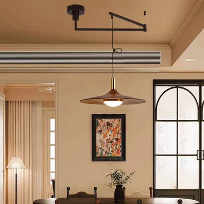 Creative Walnut & Iron LED Chandelier – Nordic Rocker Arm Pendant Light for Dining Room, Living Room & Bedroom