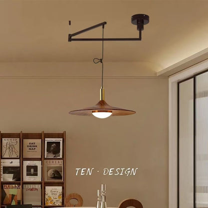 Creative Walnut & Iron LED Chandelier – Nordic Rocker Arm Pendant Light for Dining Room, Living Room & Bedroom