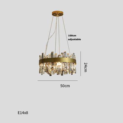Modern Simple Crystal Chandelier – Stainless Steel Pendant Light for Living Room, Dining Room & Bedroom | 5 Sizes