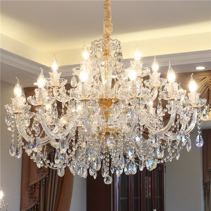 Luxury Crystal LED Chandelier – Glass Ceiling Pendant Light for Living Room, Dining Room & Hotel | 6–24 Lights