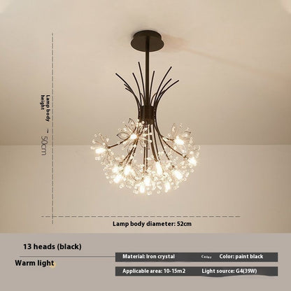 Dandelion Crystal Chandelier – 13-Head LED Light Luxury Pendant Light for Bedroom, Dining Room & Living Room