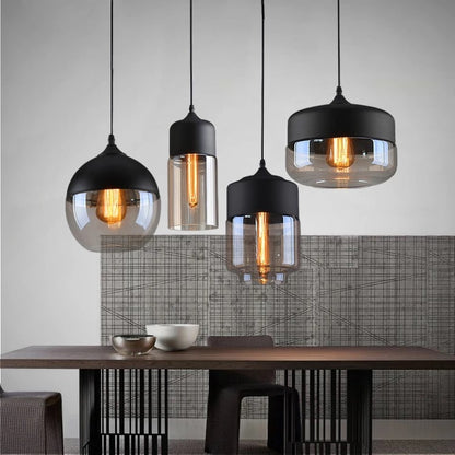 Industrial Glass Chandelier – American Style LED Pendant Light for Bars & Restaurants