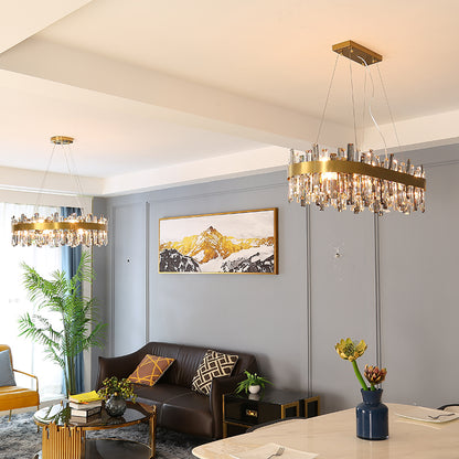 Modern Simple Crystal Chandelier – Stainless Steel Pendant Light for Living Room, Dining Room & Bedroom | 5 Sizes