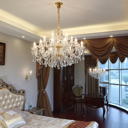 Luxury Crystal LED Chandelier – Glass Ceiling Pendant Light for Living Room, Dining Room & Hotel | 6–24 Lights