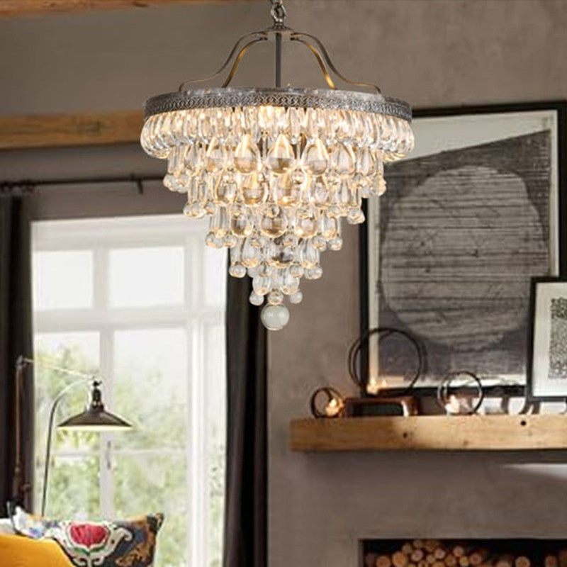 American Style Grape Crystal Chandelier – Glass Pendant Light for Bedroom, Hotel & Guesthouse | 2 Sizes & 3 Light Options