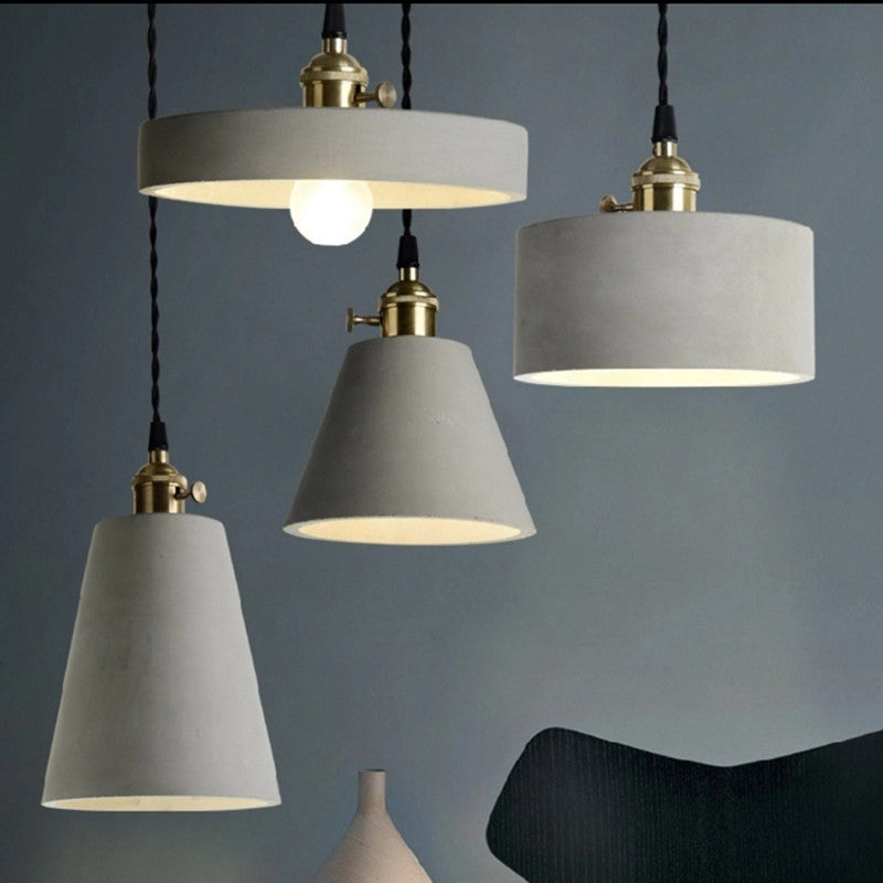 Industrial Style Cement Chandelier – Modern Minimalist Pendant Light for Study & Bedroom