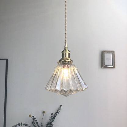 Japanese-Style Brass & Glass Pendant Light – Nordic LED Chandelier for Living Room & Bedroom