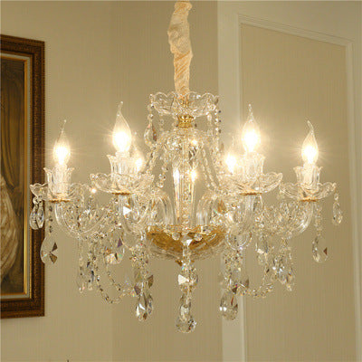 Luxury Crystal LED Chandelier – Glass Ceiling Pendant Light for Living Room, Dining Room & Hotel | 6–24 Lights