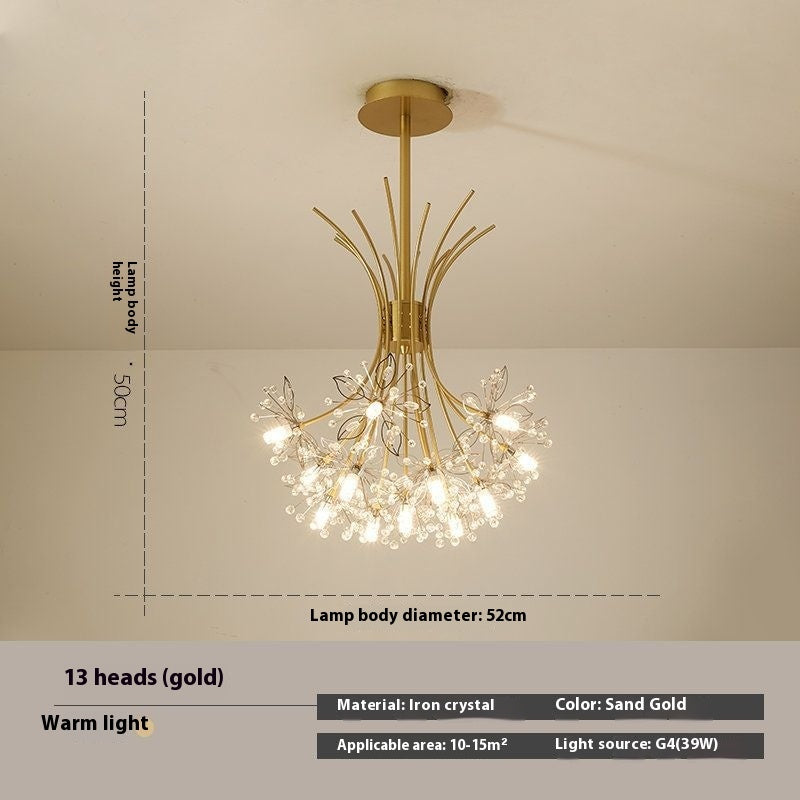 Dandelion Crystal Chandelier – 13-Head LED Light Luxury Pendant Light for Bedroom, Dining Room & Living Room