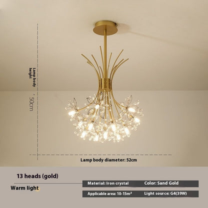 Dandelion Crystal Chandelier – 13-Head LED Light Luxury Pendant Light for Bedroom, Dining Room & Living Room