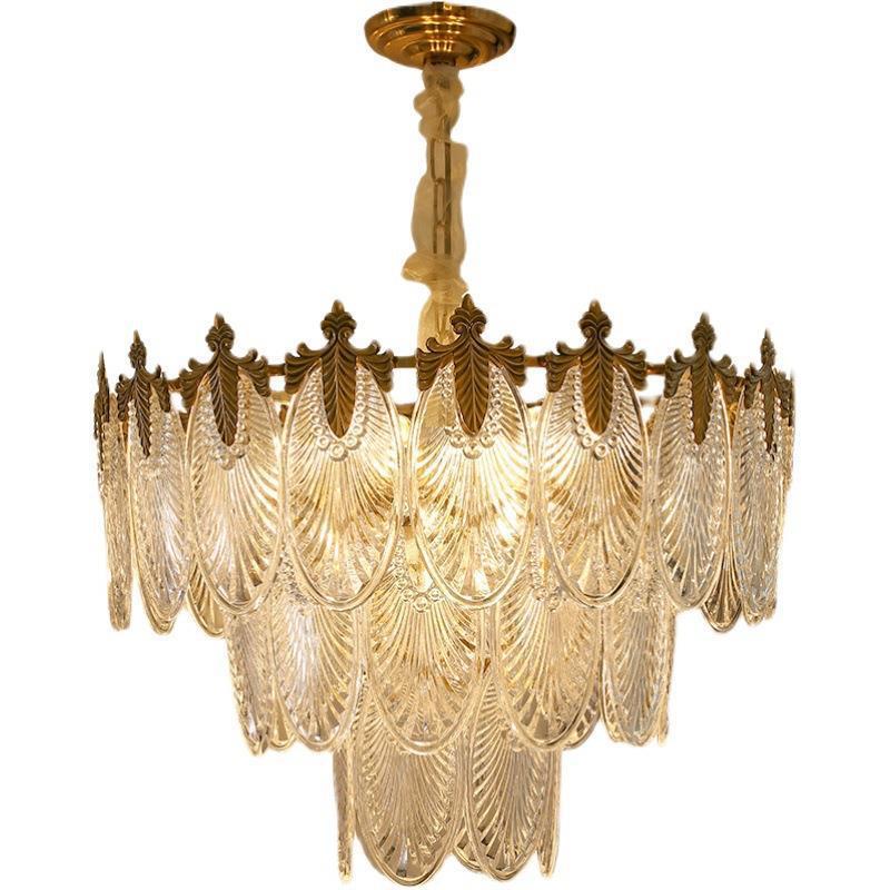Creative Glass LED Chandelier – Multi-Layer Iron Pendant Light for Living Room & Bedroom | 3 Sizes & 5 Light Options