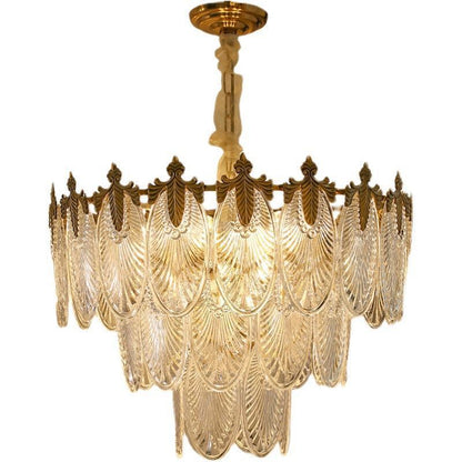 Creative Glass LED Chandelier – Multi-Layer Iron Pendant Light for Living Room & Bedroom | 3 Sizes & 5 Light Options