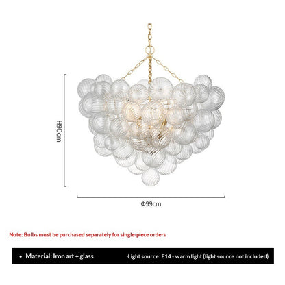 American-Style Swirling Glass Bubble Ball Chandelier – French Luxury Pendant Light