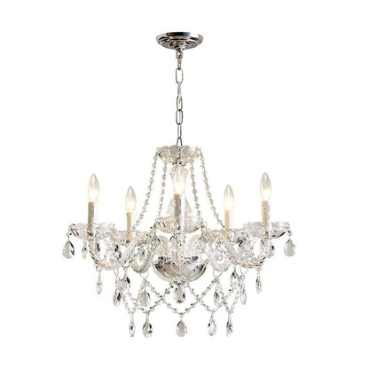 European Style 5-Head Crystal Chandelier – Elegant Storm Lantern Pendant Light for Living Room & Bedroom