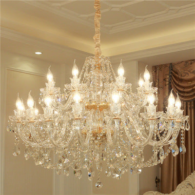Luxury Crystal LED Chandelier – Glass Ceiling Pendant Light for Living Room, Dining Room & Hotel | 6–24 Lights