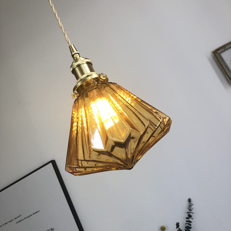 Japanese-Style Brass & Glass Pendant Light – Nordic LED Chandelier for Living Room & Bedroom