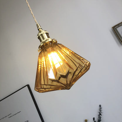 Japanese-Style Brass & Glass Pendant Light – Nordic LED Chandelier for Living Room & Bedroom
