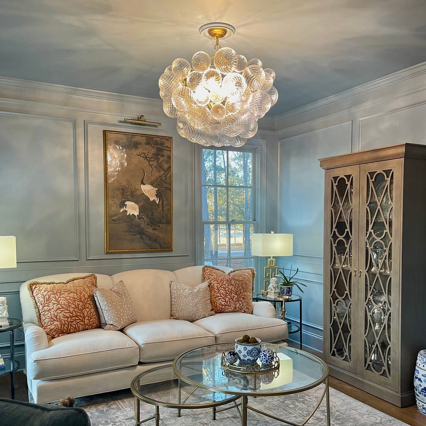 American-Style Swirling Glass Bubble Ball Chandelier – French Luxury Pendant Light