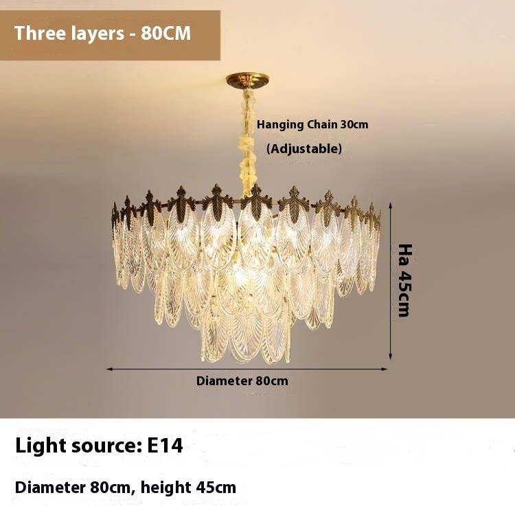 Creative Glass LED Chandelier – Multi-Layer Iron Pendant Light for Living Room & Bedroom | 3 Sizes & 5 Light Options