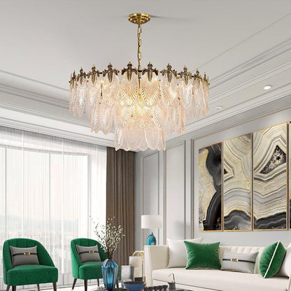 Creative Glass LED Chandelier – Multi-Layer Iron Pendant Light for Living Room & Bedroom | 3 Sizes & 5 Light Options