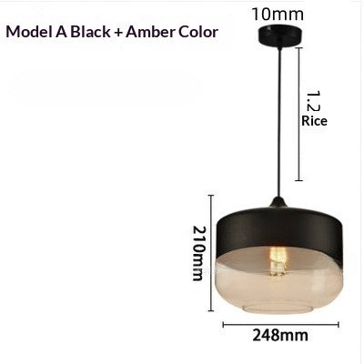 Industrial Glass Chandelier – American Style LED Pendant Light for Bars & Restaurants