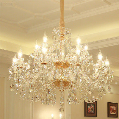 Luxury Crystal LED Chandelier – Glass Ceiling Pendant Light for Living Room, Dining Room & Hotel | 6–24 Lights