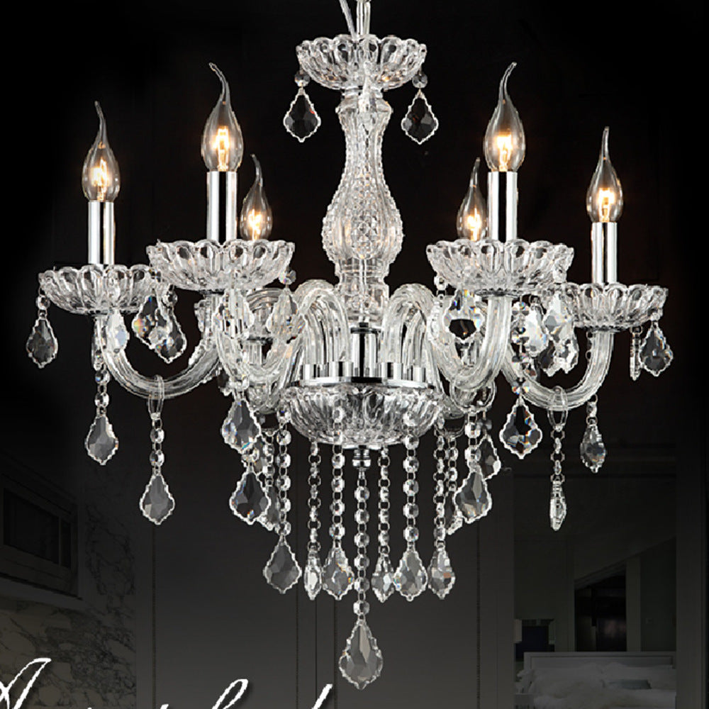 European Style 5-Head Crystal Chandelier – Elegant Storm Lantern Pendant Light for Living Room & Bedroom