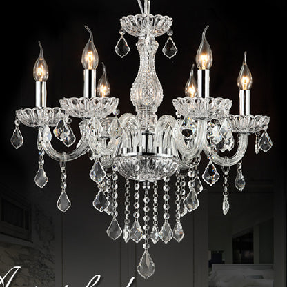European Style 5-Head Crystal Chandelier – Elegant Storm Lantern Pendant Light for Living Room & Bedroom